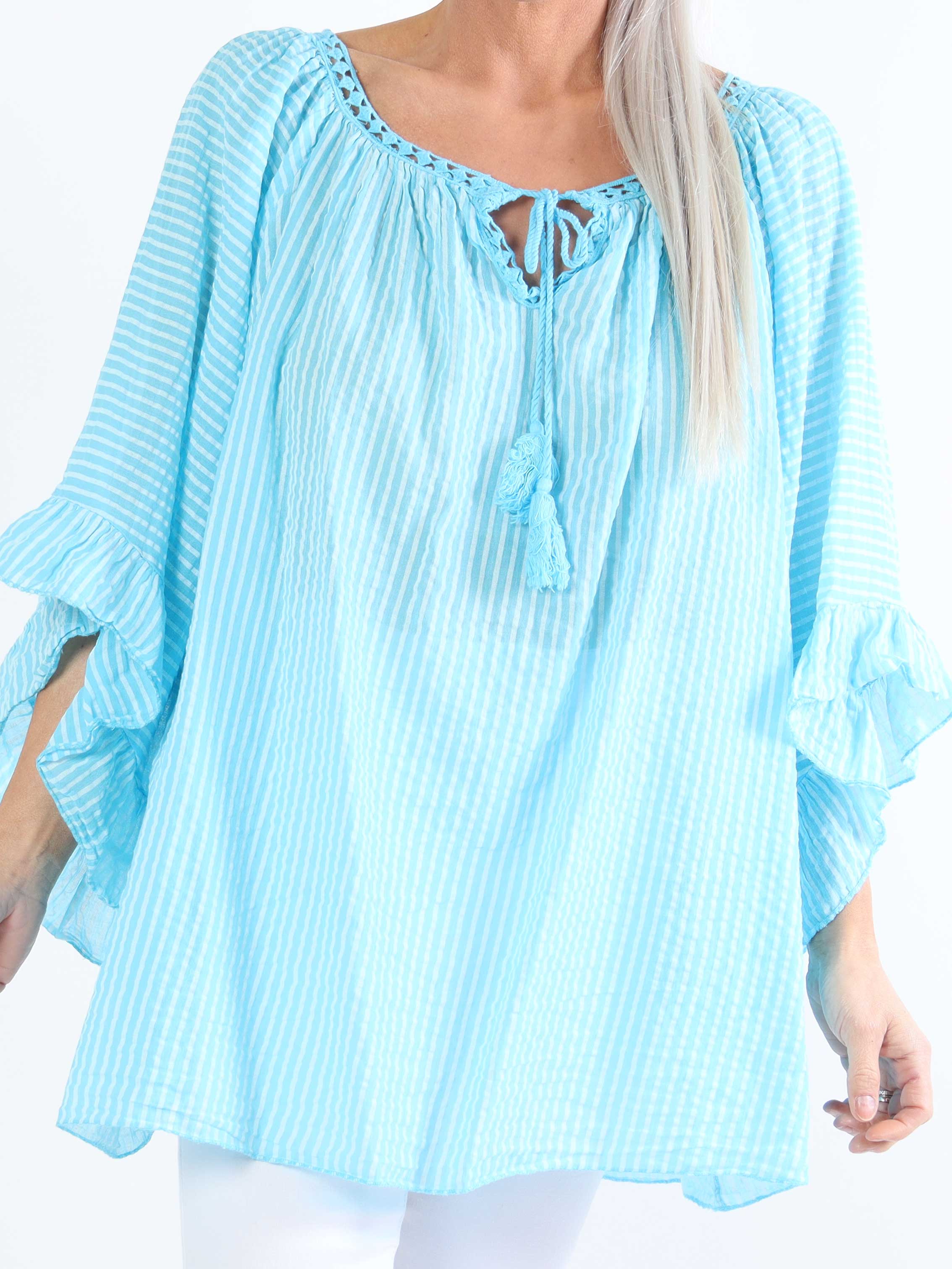 Marija - Sød stribet plus size tunika med smukke ærmer